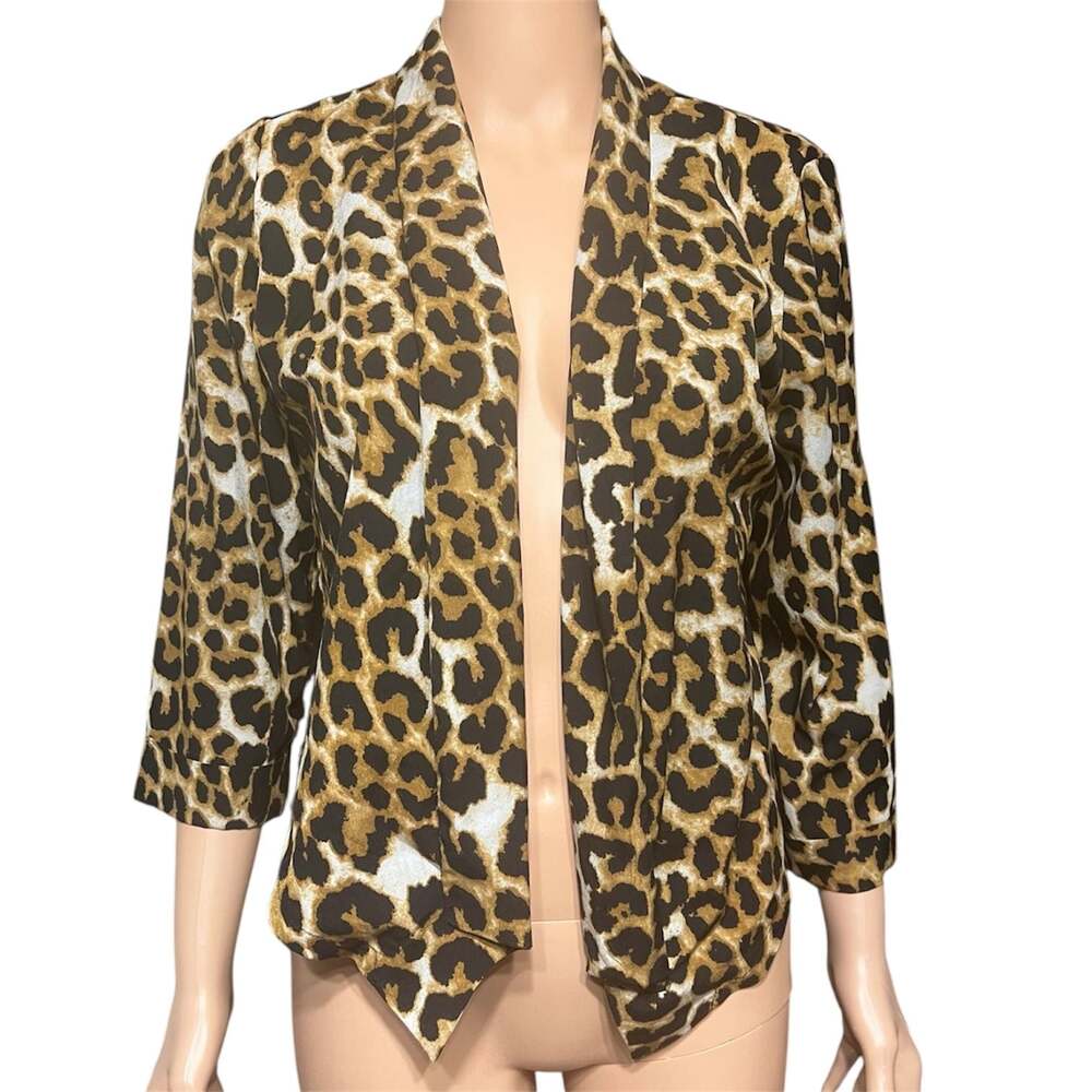 Maude Leopard Print Open Front Lightweight Blazer Jacket
